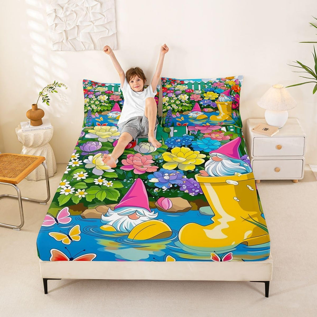 Whimsy Garden Gnome Sheet Set