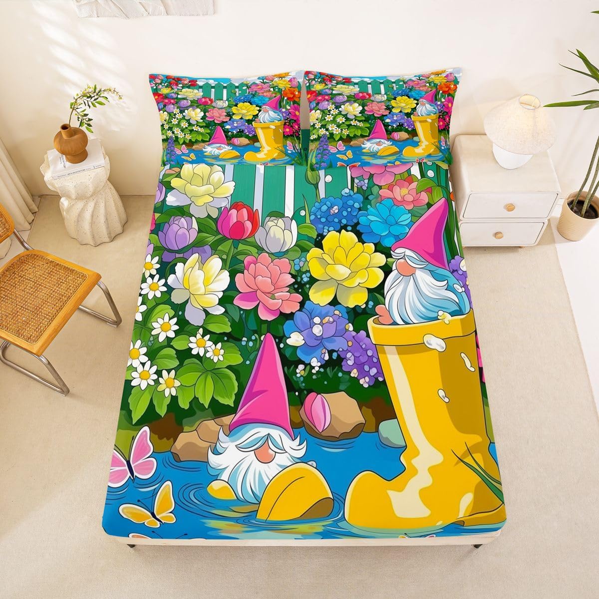 Whimsy Garden Gnome Sheet Set