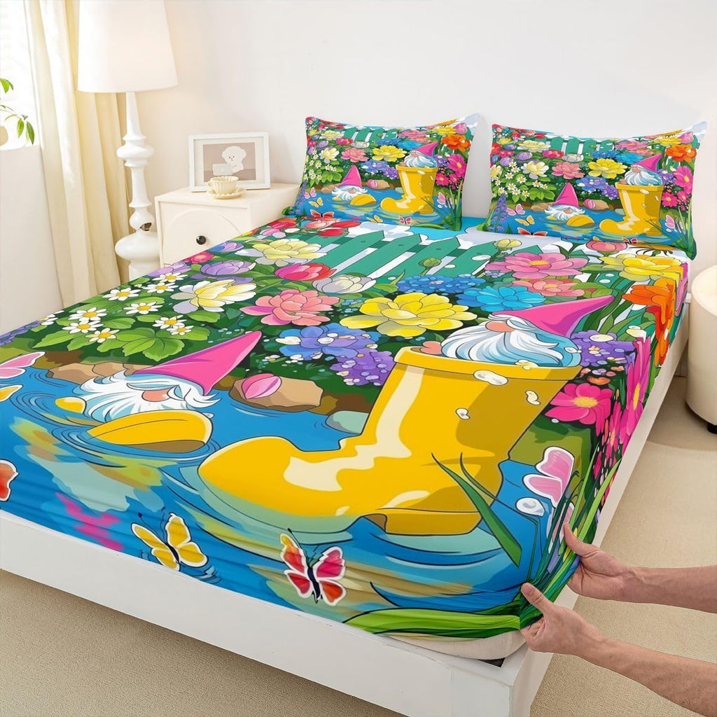 Whimsy Garden Gnome Sheet Set