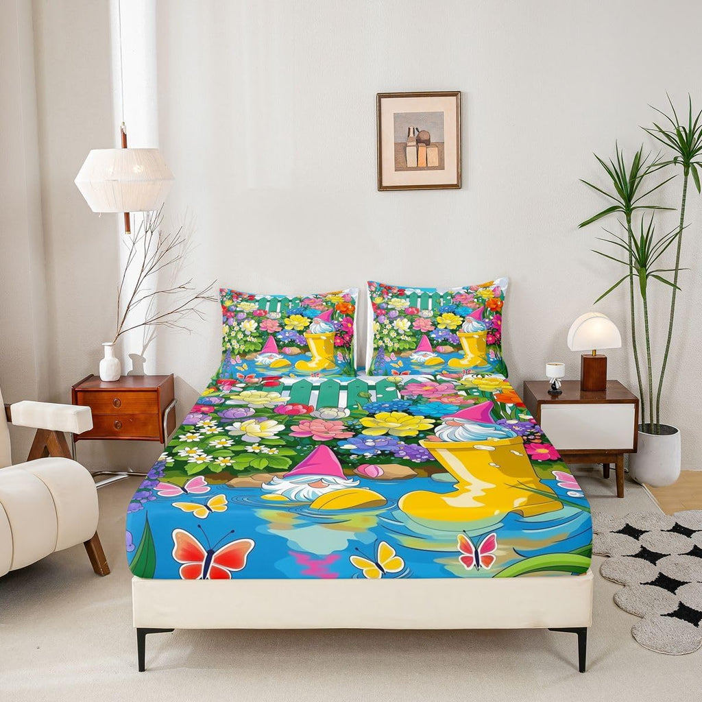 Whimsy Garden Gnome Sheet Set