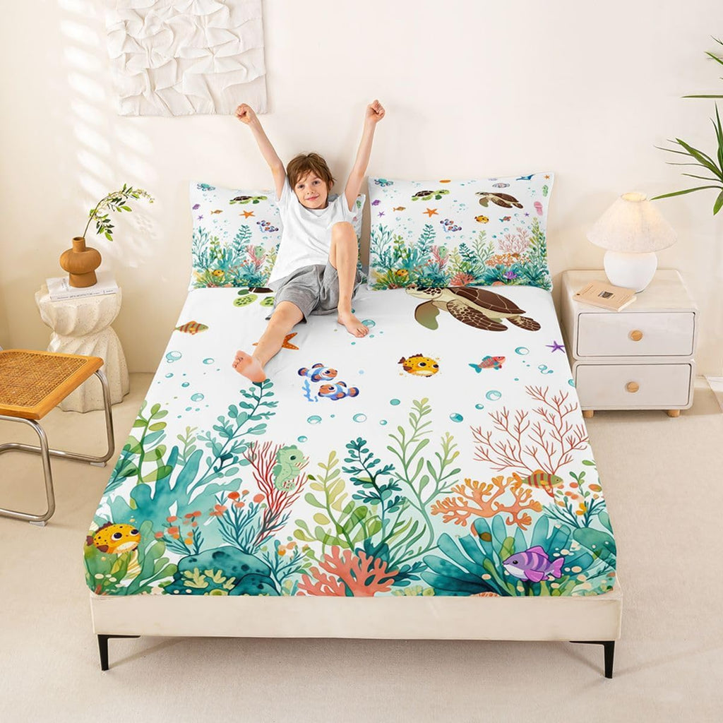 Tropical Reef Sea Turtle Sheet Set