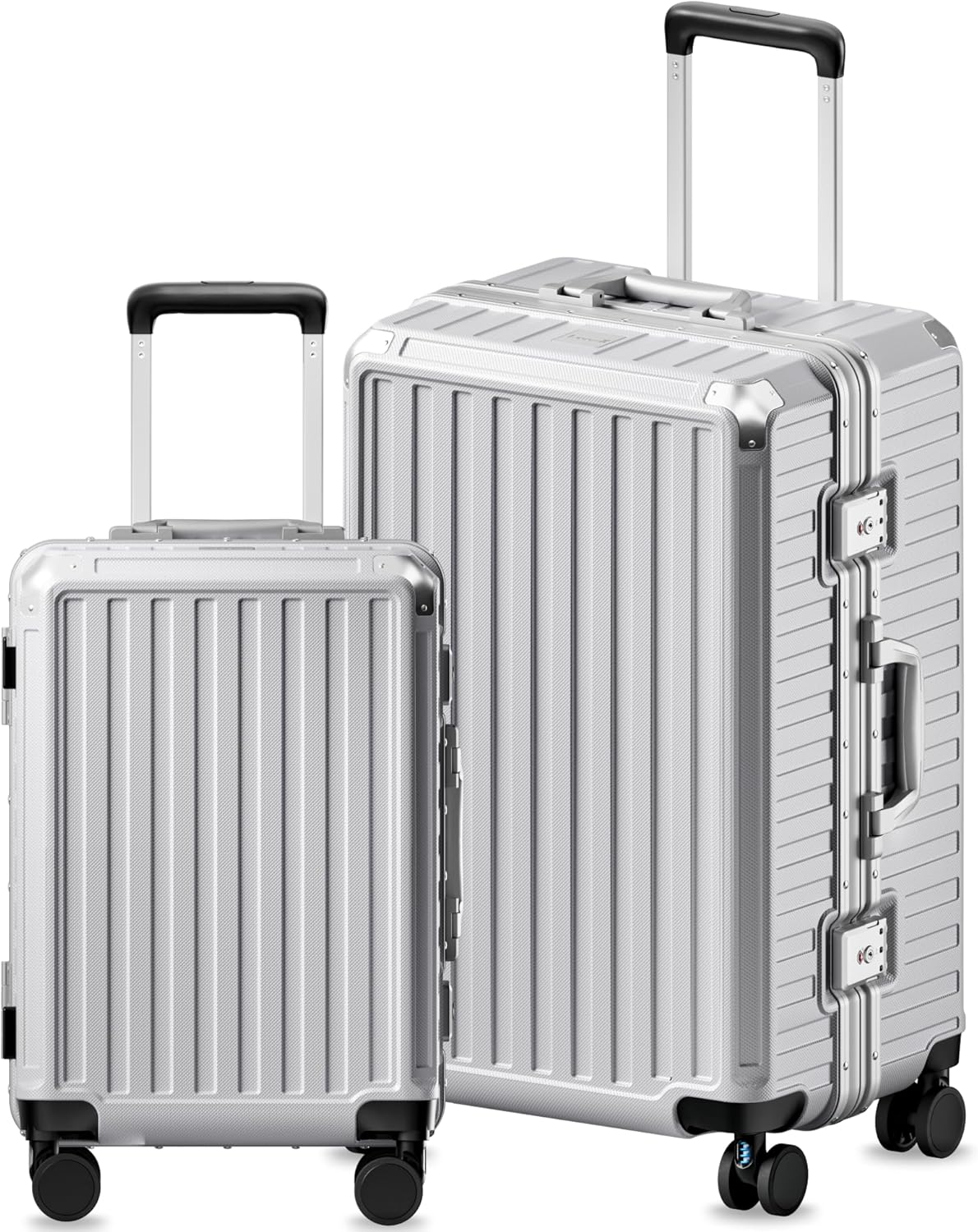 The Aluminum 2-Pack — Silver Set (20" Carry-On + 28" Check-In)