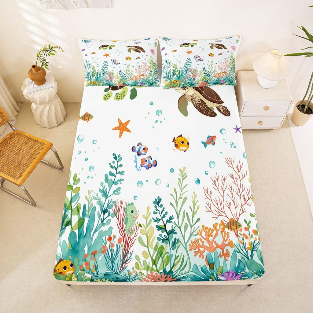 Tropical Reef Sea Turtle Sheet Set