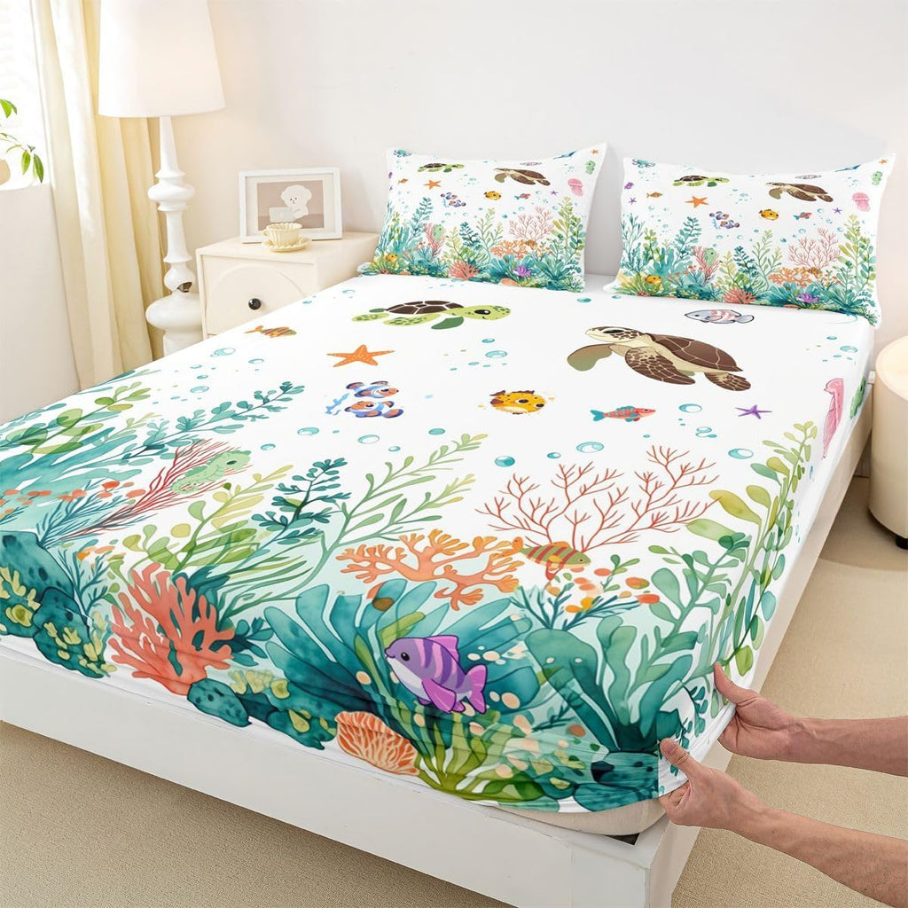 Tropical Reef Sea Turtle Sheet Set