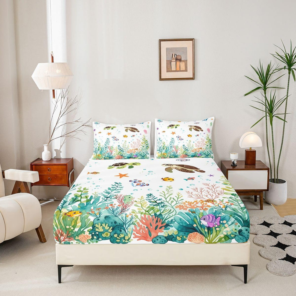 Tropical Reef Sea Turtle Sheet Set