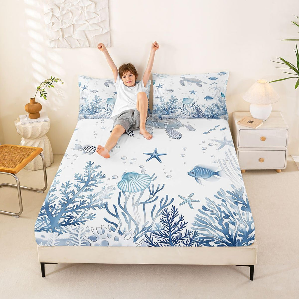 Indigo Reef Sea Turtle Sheet Set