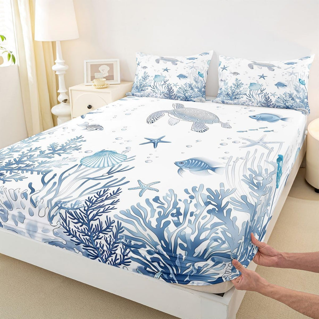 Indigo Reef Sea Turtle Sheet Set